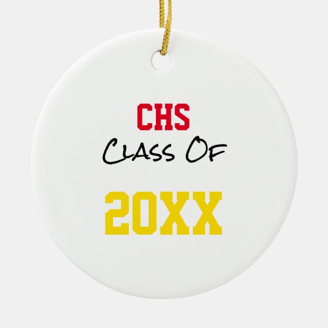 School Initials Senior Class Of Year Grad Colours Ceramic Ornament (Front)