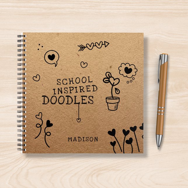 School Inspired Doodles Funny Girly Personalized Notebook (Creator Uploaded)