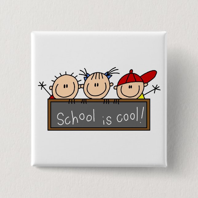 School is Cool 2 Inch Square Button (Front)