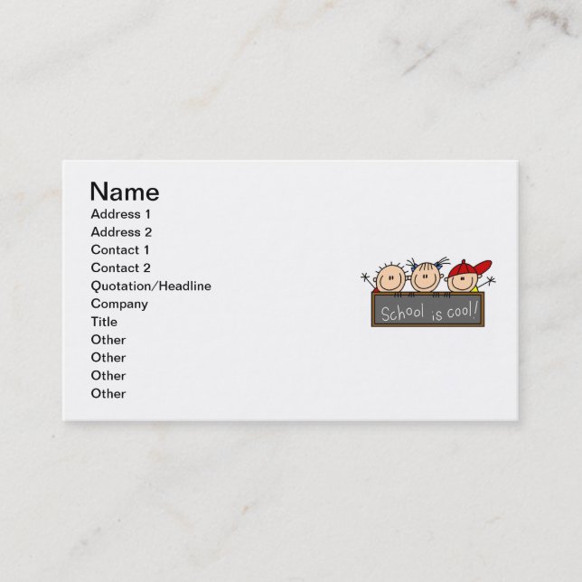 School is Cool Business Card (Front)