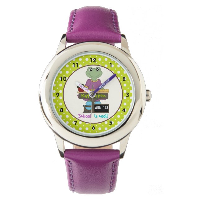 School is cool! Frog at her desk Back to school Watch (Front)