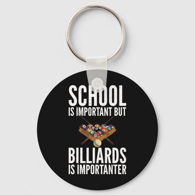 School Is Important But Billiards Is Importanter B Keychain (Front)