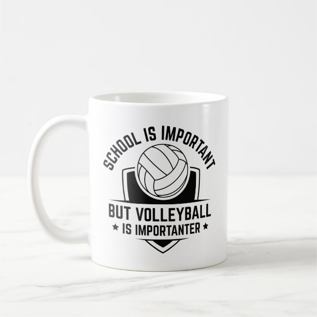 School Is Important But Volleyball Is Importanter Coffee Mug (Left)