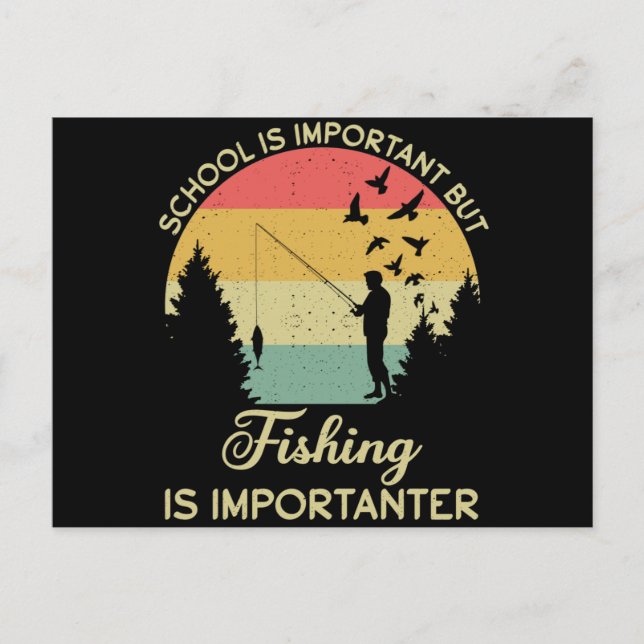 School Is Important Fishing Vintage Fishing Postcard (Front)