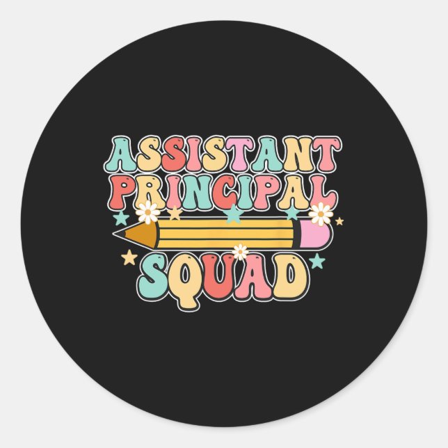 School Istant Principal Squad Retro Back To School Classic Round Sticker (Front)