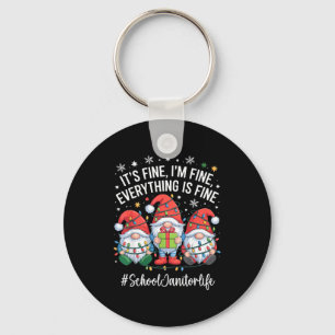 School Janitor Gnome Everything Is Fine Funny Chri Keychain