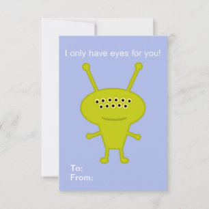 School kids Valentine card with space alien