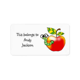 School Labels ( apple bookworm )