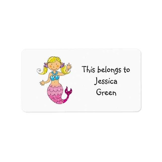 School Labels ( cute mermaid ) (Front)