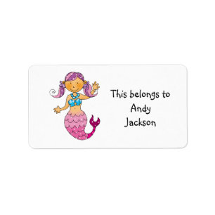 School Labels ( pink mermaid )