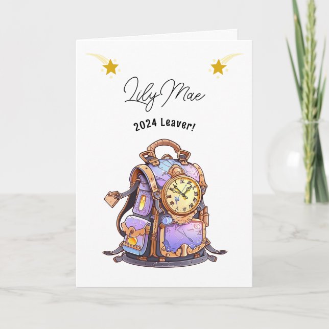 School Leavers Steam Punk Back Pack Card (Front)