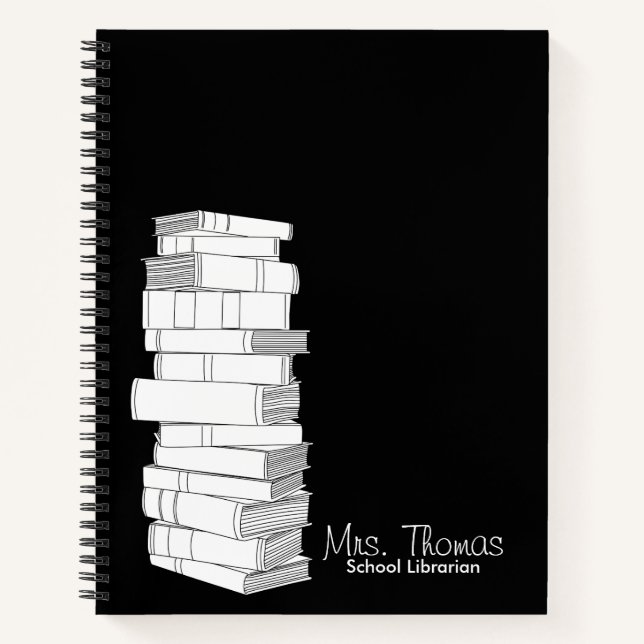 School Librarian Notebook (Black & White) (Front)
