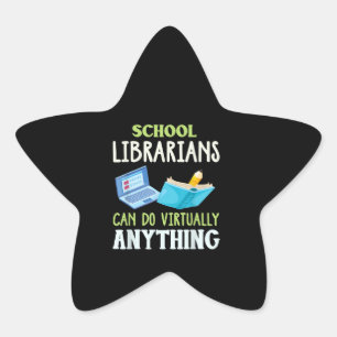 School Librarian Shirt Virtual Librarian Work Star Sticker