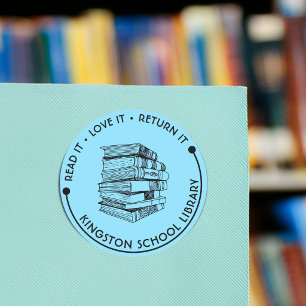 School Library Read It Love it Return It Customize Classic Round Sticker