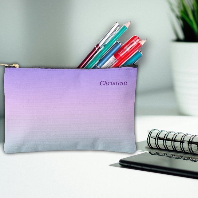 School Lilac Ombre Custom Name Accessory Pouch (Creator Uploaded)