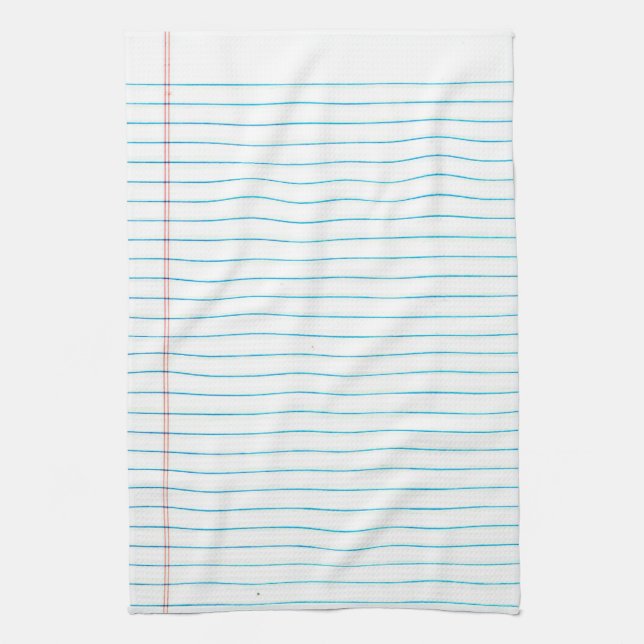 School Lined Leaf Paper Print Kitchen Towel (Vertical)