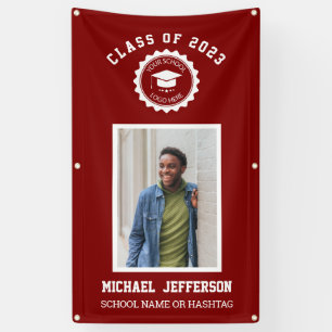 School logo or mascot Maroon Photo Graduation Banner