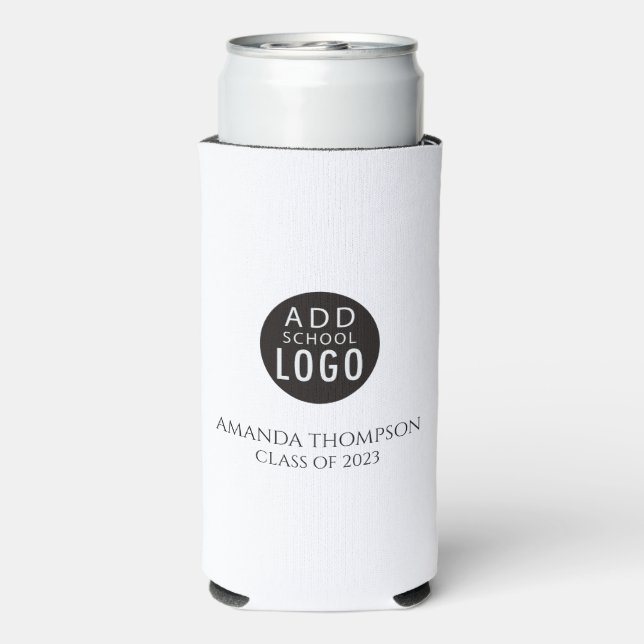 School Logo Personalized Graduation Party Favour Seltzer Can Cooler (Seltzer Back)