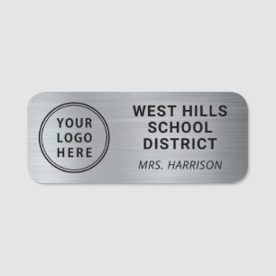 School Logo Silver Name Tag