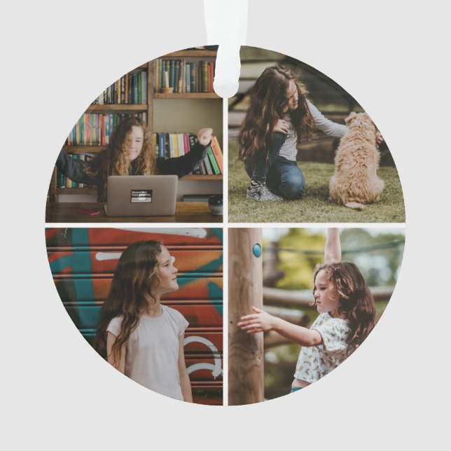 School logo with Four Photo Back Ornament (Back)