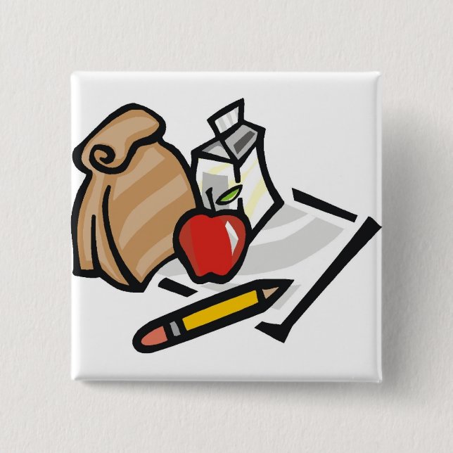 School Lunch 2 Inch Square Button (Front)