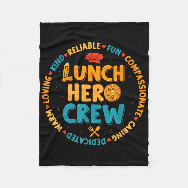 School Lunch Hero Squad Funny Cafeteria Workers Cr Fleece Blanket (Front)