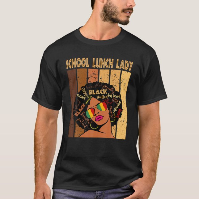 School Lunch Lady Afro African American Black Hist T-Shirt (Front)