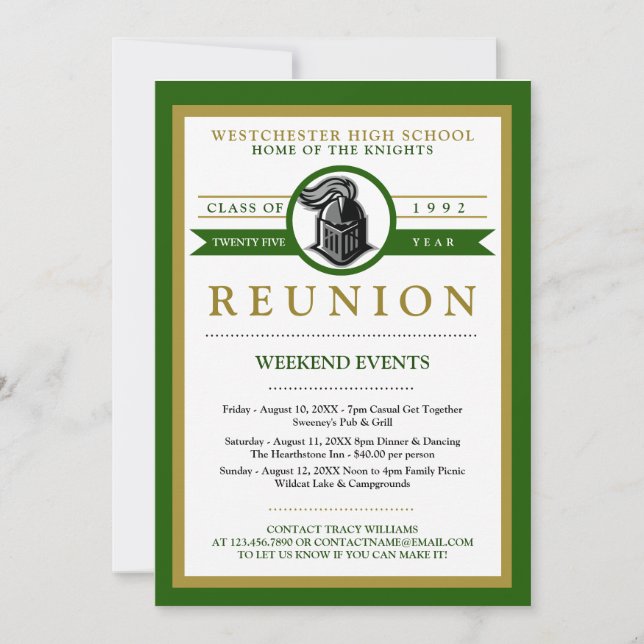 School Mascot High School Reunion Invitations (Front)