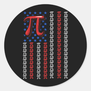 School Math Teacher American Flag Pi Day Independe Classic Round Sticker
