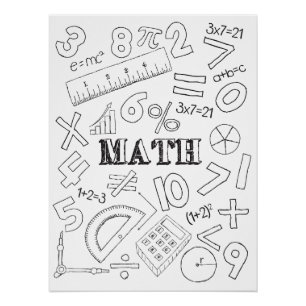 School Math Teacher Doodle Math Art Colouring Scho Poster