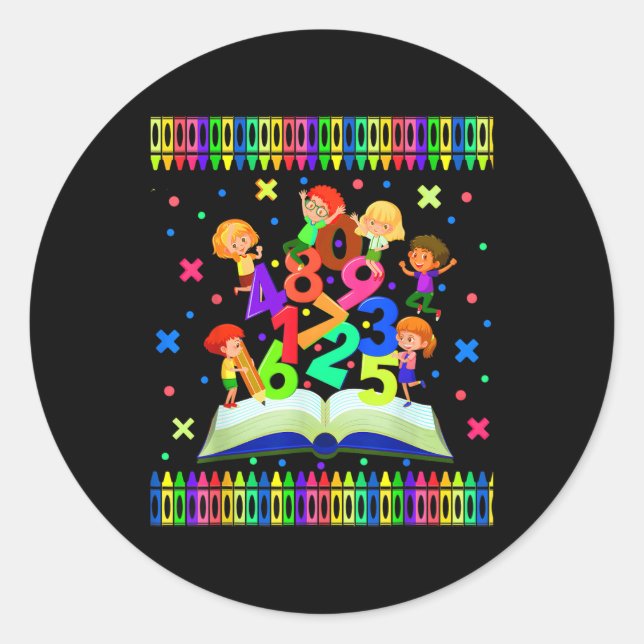 School Maths Day, Timetables, International Math O Classic Round Sticker (Front)