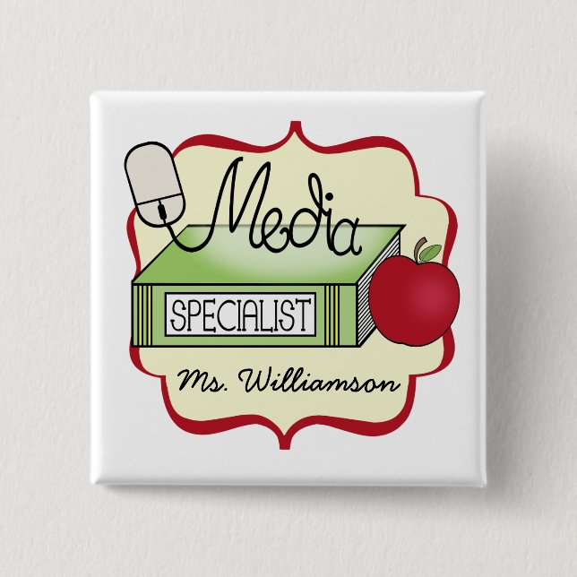 School Media Specialist 2 Inch Square Button (Front)