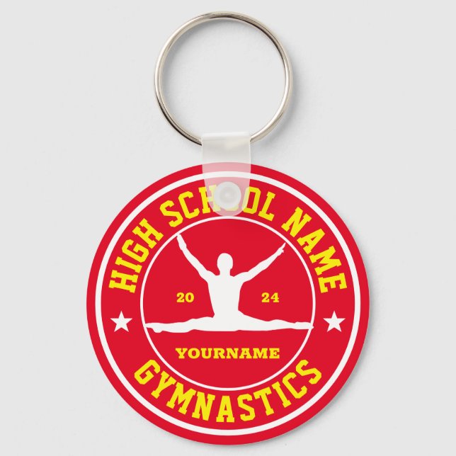 School Men Gymnastics Team Custom Colour Sports Keychain (Front)