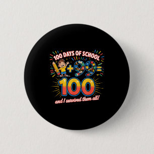 School Milestone 100 Days Learning Design Teachers 2 Inch Round Button