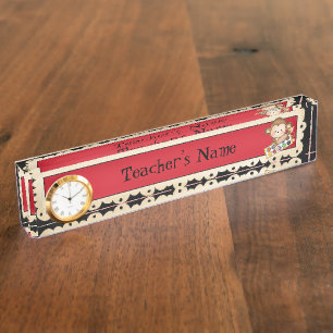 School Monkey Teachers cartoon name plate