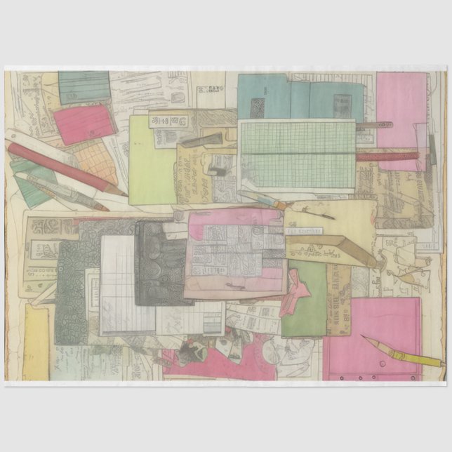 School Notebooks Pages Ephemera Collage Tissue Paper (Front)