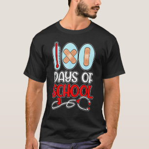School Nurse 100 Days Of School Love Stethoscope N T-Shirt