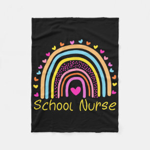 School Nurse Boho Rainbow Nurse Day Ck To School N Fleece Blanket