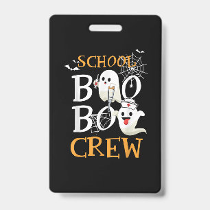 School Nurse Boo Crew Halloween Funny Cute Costume Badge
