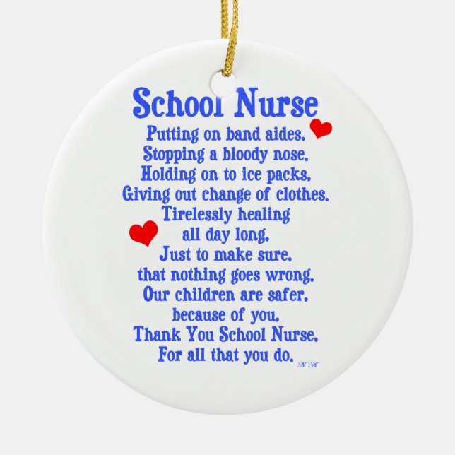 School Nurse Ceramic Ornament (Front)