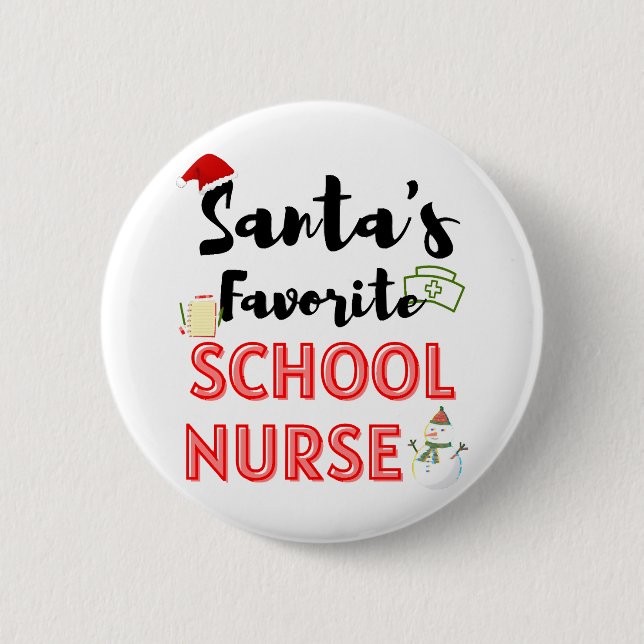 School Nurse Christmas 2 Inch Round Button (Front)
