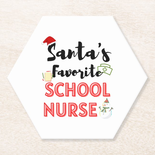 School Nurse Christmas Paper Coaster (Front)