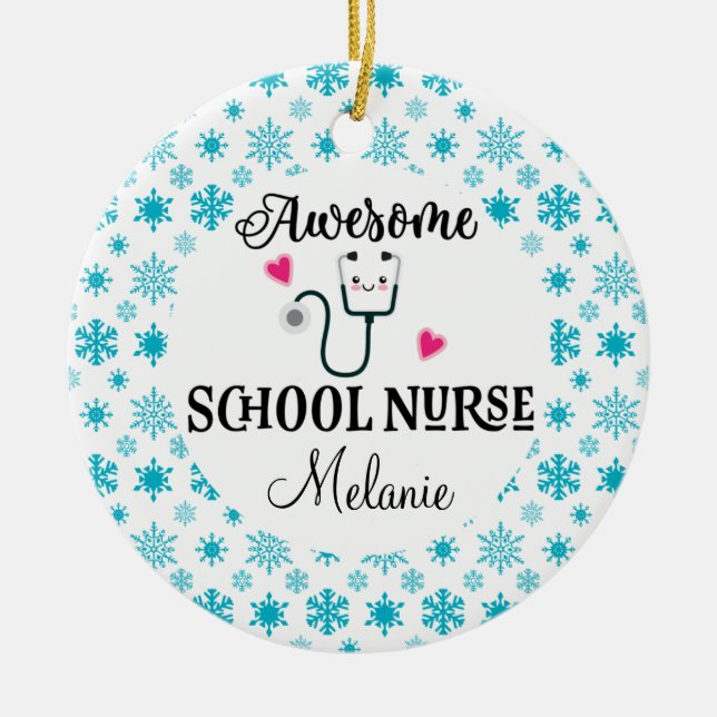 School Nurse Custom Gift Ceramic Ornament (Front)