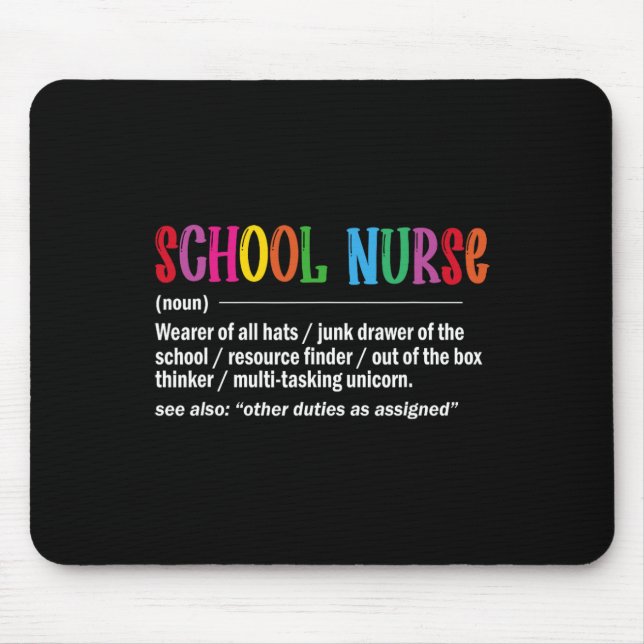 School Nurse Definition Byck To School Fun  Mouse Pad (Front)