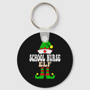 School Nurse Elf Xmas Matching Family Group Christ Keychain
