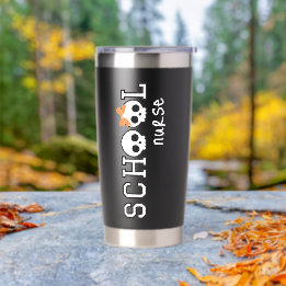 School Nurse Halloween, Cute Skull Coffee Cup Insulated Tumbler