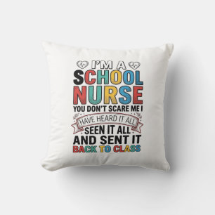 School Nurse Heard It All Funny Teacher Shirt Desi Throw Pillow