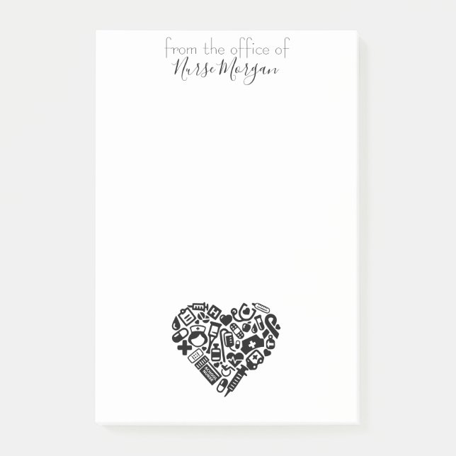 School Nurse Heart Design Post-it Notes (Front)