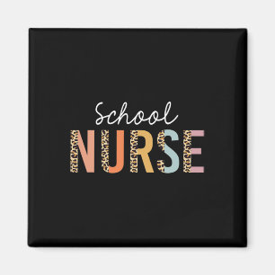 School Nurse Leopard Print Nursing Byck To School Magnet