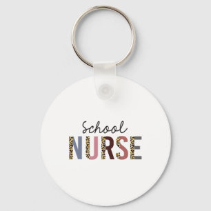 School Nurse Leopard Print Nursing Ck To School Wo Keychain